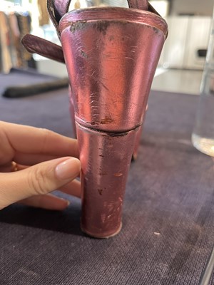 Lot 111 - A rare pair of Biba metallic pink leather platform heels, circa 1970