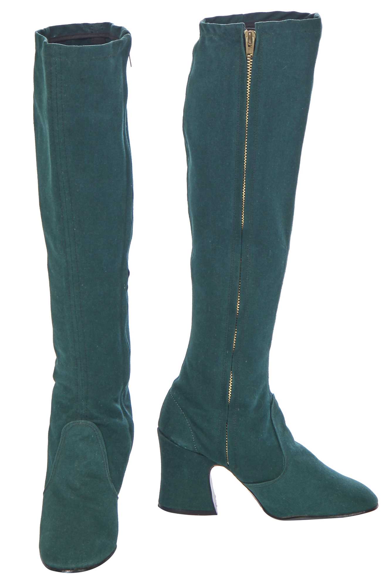 Lot 22 - A pair of Biba green canvas boots, circa 1970