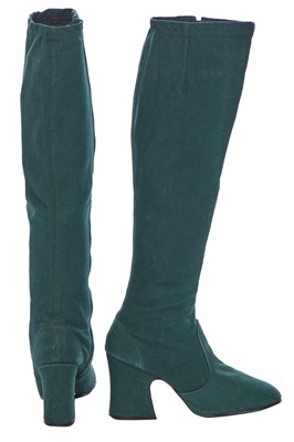 Lot 22 - A pair of Biba green canvas boots, circa 1970