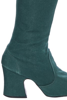 Lot 22 - A pair of Biba green canvas boots, circa 1970