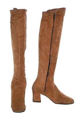 Lot 24 - A pair of Biba beige suede boots, circa 1970