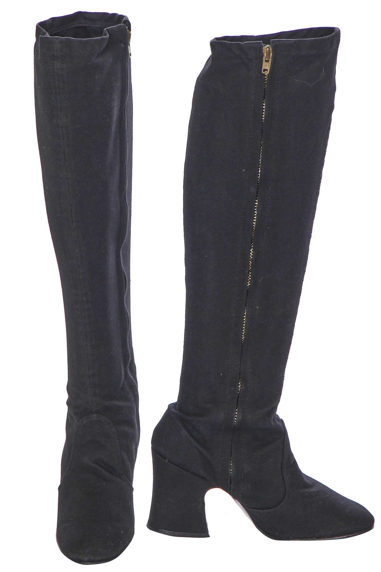 Click for high resolution Lot 26 - A pair of Biba black canvas boots, circa 1970