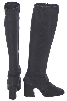 Lot 26 - A pair of Biba black canvas boots, circa 1970