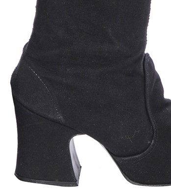 Lot 26 - A pair of Biba black canvas boots, circa 1970