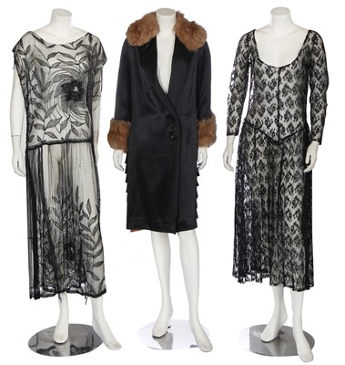 Lot 479 - A group of black dresses and outerwear, 1920s-1930s