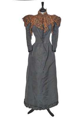 Lot 493 - A blue silk faille dress, circa 1895