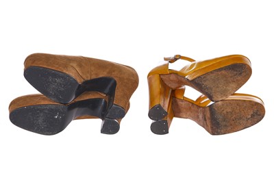 Lot 59 - Two pairs of Biba platform heels, circa 1970