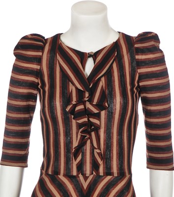 Lot 148 - A Biba black and brown striped jersey dress, circa 1974