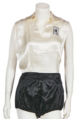 Lot 464 - A Women's League of Health and Beauty ivory satin sports top and knickers, 1930s-40s