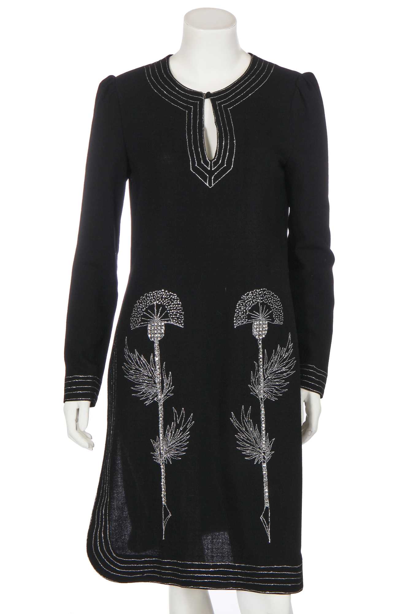 Lot 428 - A Jean Varon embellished black wool tunic, 1970s