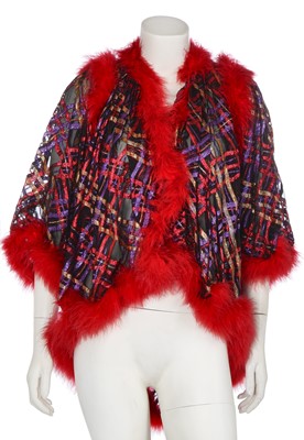 Lot 361 - An Yves Saint Laurent lamé chiffon and feather jacket, circa 1980