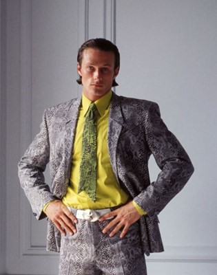 Lot 139 - A Thierry Mugler men's snakeskin-printed wool-crêpe suit, Spring-Summer 1993