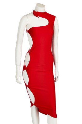 Lot 354 - A Swanky Modes red lycra and nylon 'Amorphous' dress, circa 1978