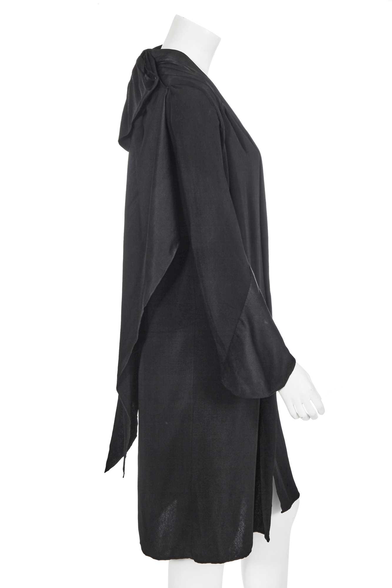 Lot 469 - A Callot Soeurs black satin-backed crepe evening coat, late 1920s