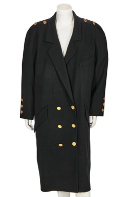 Lot 12 - A Chanel black wool coat, mid-1980s