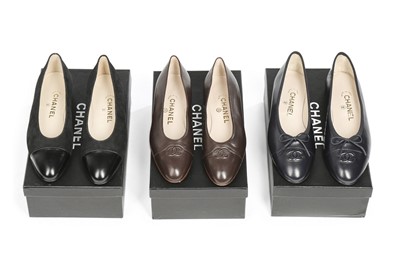 Lot 8 - Three pairs of Chanel pumps, modern, stamped...