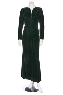 Lot 171 - An Yves Saint Laurent green velvet dress, circa 1990