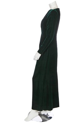 Lot 171 - An Yves Saint Laurent green velvet dress, circa 1990