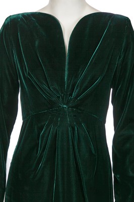 Lot 171 - An Yves Saint Laurent green velvet dress, circa 1990