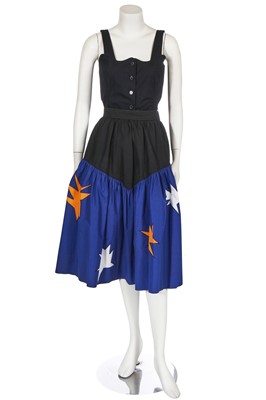 Lot 365 - An Yves Saint Laurent black and blue cotton ensemble, circa 1980