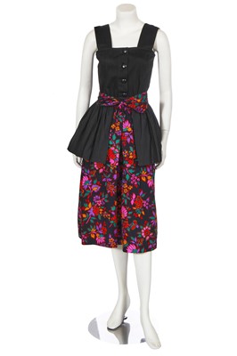 Lot 366 - An Yves Saint Laurent black printed cotton ensemble, circa 1980