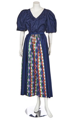 Lot 367 - An Yves Saint Laurent printed taffeta ensemble, circa 1980