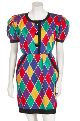 Lot 363 - An Yves Saint Laurent harlequin print dress, Spring-Summer 1988