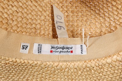 Lot 173 - An Yves Saint Laurent daffodil-print silk dress and straw hat, Spring-Summer 1992