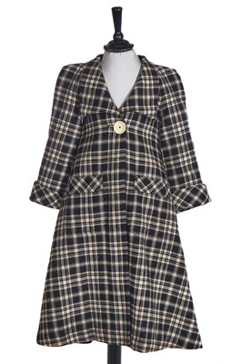 Lot 152 - A rare Biba girl's black and white checked wool coat, circa 1974