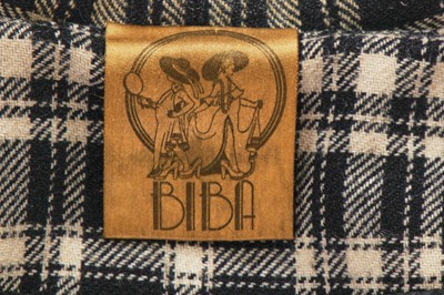 Lot 152 - A rare Biba girl's black and white checked wool coat, circa 1974