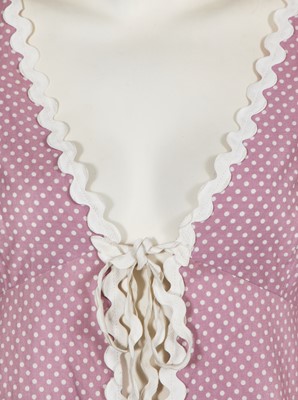 Lot 55 - A Biba white and lilac spotted printed cotton beach set, circa 1970