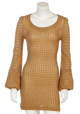 Lot 150 - A Biba gold lace-knit mini dress, circa 1974