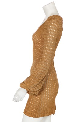 Lot 150 - A Biba gold lace-knit mini dress, circa 1974