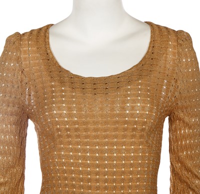 Lot 150 - A Biba gold lace-knit mini dress, circa 1974