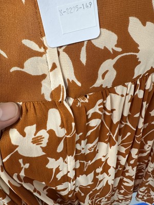 Lot 108 - A Biba brown and white floral printed nylon jersey smock top, circa 1973