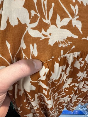 Lot 108 - A Biba brown and white floral printed nylon jersey smock top, circa 1973