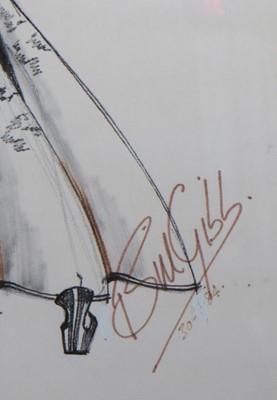 Lot 321 - A Bill Gibb fashion sketch, Autumn-Winter 1972-73