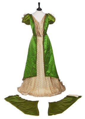 Lot 496 - A group of dressses and skirts, some incorporating earlier fabrics, 1885-1900