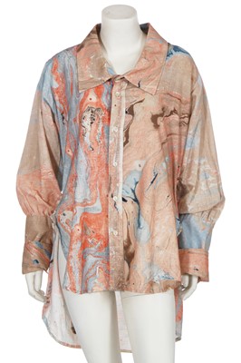 Lot 343 - A Westwood/McLaren marble print cotton shirt, 'Witches' collection, Autumn-Winter 1982-83