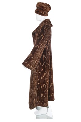 Lot 198 - A rare Biba men's faux-fur coat and hat, circa 1973