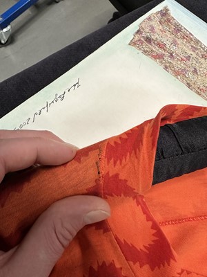 Lot 168 - A Westwood/McLaren squiggle print orange cotton jersey shirt, 'Pirate' collection, Autumn-Winter 1981-82