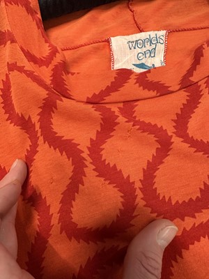 Lot 168 - A Westwood/McLaren squiggle print orange cotton jersey shirt, 'Pirate' collection, Autumn-Winter 1981-82