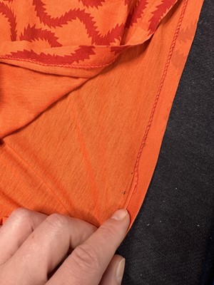 Lot 168 - A Westwood/McLaren squiggle print orange cotton jersey shirt, 'Pirate' collection, Autumn-Winter 1981-82