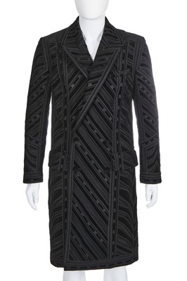 Lot 17 - A Roberto Cavalli men's embroidered black velvet double-breasted coat, circa 2015