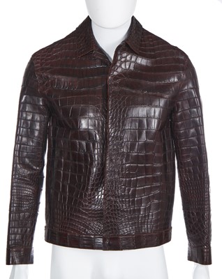 Lot 19 - A Prada men's brown leather jacket, 2010s