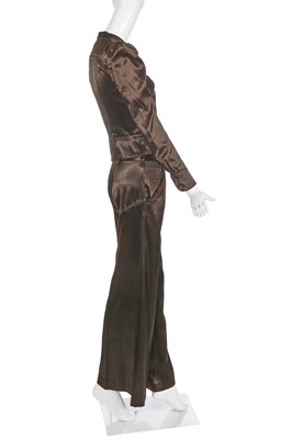 Lot 154 - A Biba brown satin suit, circa 1972