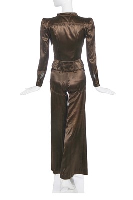 Lot 154 - A Biba brown satin suit, circa 1972