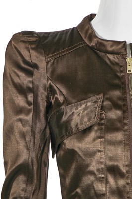 Lot 154 - A Biba brown satin suit, circa 1972