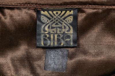 Lot 154 - A Biba brown satin suit, circa 1972
