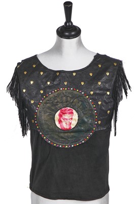 Lot 190 - A rare men's Wonderworks by John Dove and Molly White black leather and cotton jersey 'Elvis' vest top, 1971